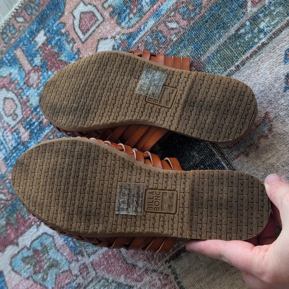 Billabong Tan Leather Sandals, Womens Size 9, Woven Mules Flats - Picture 4 of 6